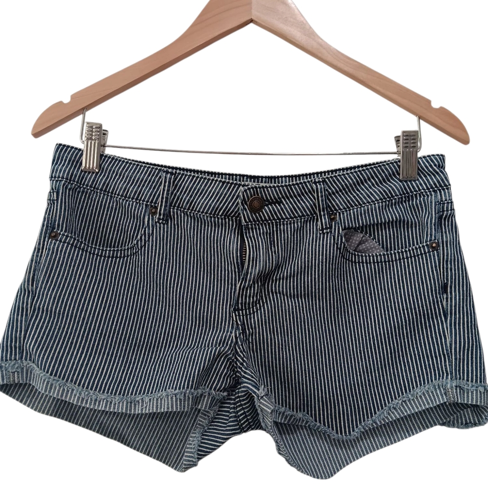 Forever 21 Blue and White Jean Shorts Pinstripe Classic
